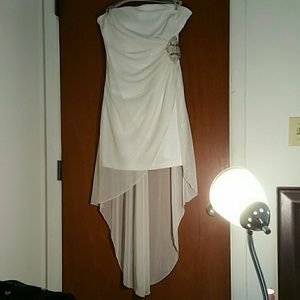 Strapless White High Low Prom Dress
